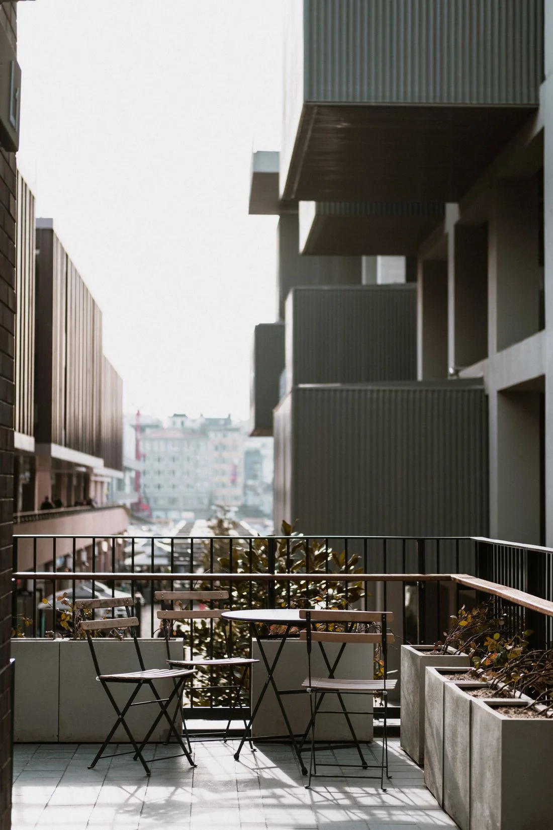 Furnished balcony overlooking the city